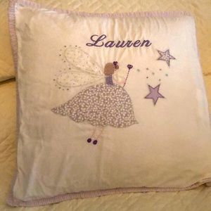 Pottery Barn Kids customized fairy pillow EUC